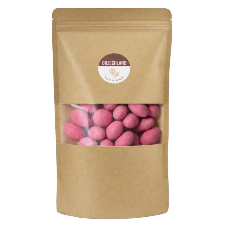 Migdały w białej czekoladzie z liofilizowanymi malinami 1kg