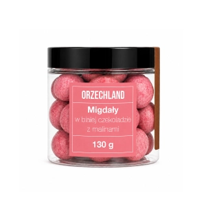 Migdały W Białej Czekoladzie Z Liofilizowanymi Malinami W Słoiku 130g