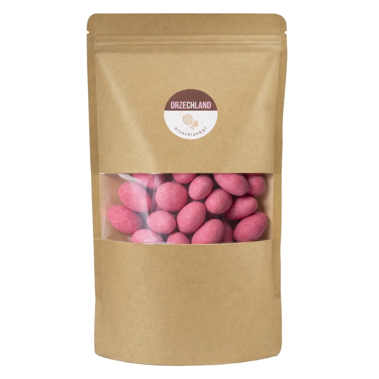 Migdały w białej czekoladzie z liofilizowanymi malinami 500g