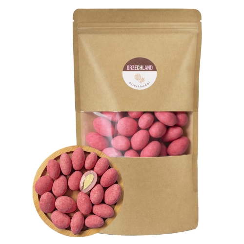 Migdały w białej czekoladzie z liofilizowanymi malinami 100g